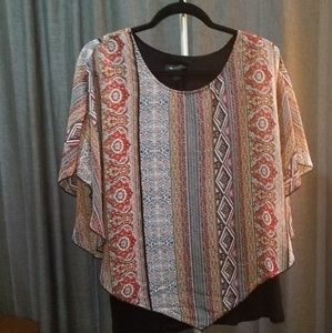 Earth tones, colorful bobo chic flowing blouse